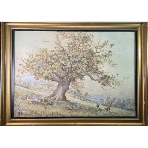 1450 - H. BONHEUR The Oak Tree Watercolour Signed and dated 1913 51x72cm