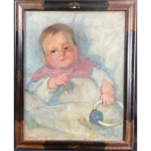 1465 - Alfred PALMER The Baby Oil on board Signed 45x35cm