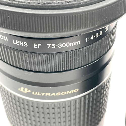 156 - A Canon Zoom EF 75-300mm 1:4-5.6 III USM serial number 45108830 together with a Sigma Zoom 28-135mm ... 