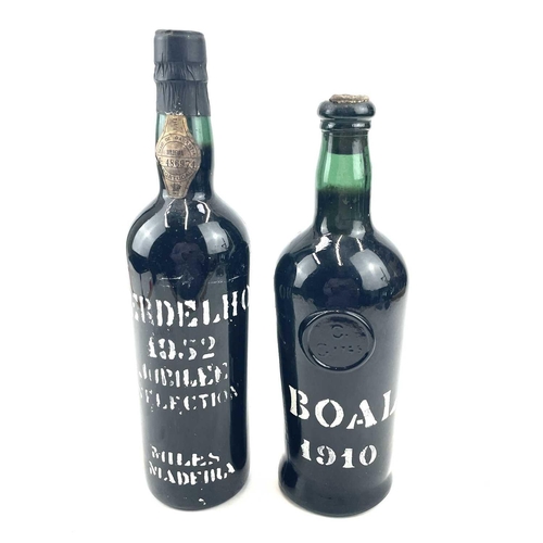 159 - A bottle of BOAL 1910 Madeira bottled in 1950 together with a bottle of Miles Vintage Maderia 1952 V... 