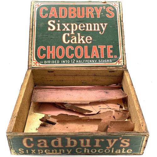 166 - An early 20th century Cadbury's Sixpenny Cake Chocolate box, height 7cm width 25cm depth 20cm.