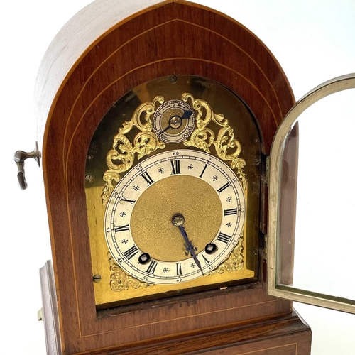 1701 - An early 20th century bracket clock by Winterhalder & Hofmeier with arched brass dial in a lancet in... 