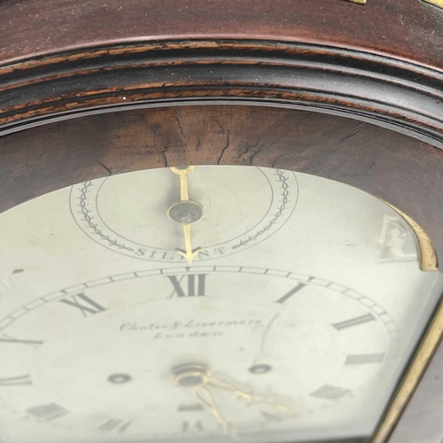 1705 - Chater & Livermore, A George III mahogany bracket clock, the arched painted dial with strike/silent ... 