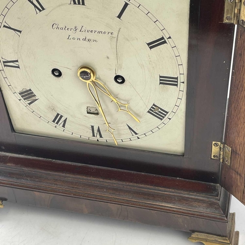 1705 - Chater & Livermore, A George III mahogany bracket clock, the arched painted dial with strike/silent ... 