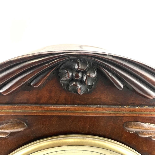 1707 - A William IV mahogany bracket clock, with swept top and applied brass decoration and mouldings, pain... 