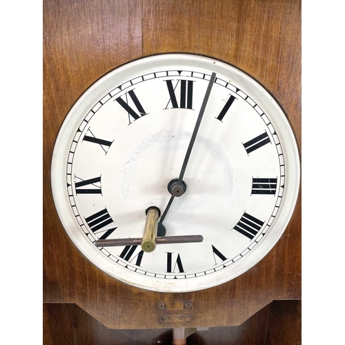 1711 - A Gledhill-Brook oak case glazed time recorder wall clock, fitted with a fusee movement, incomplete ... 