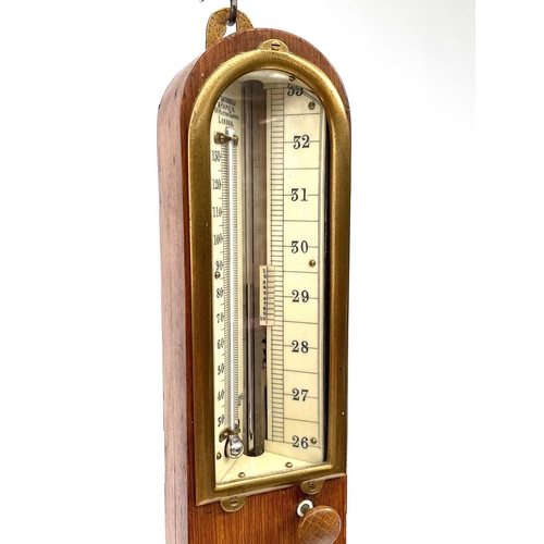 1717 - A late Victorian oak Pastorelli & Rapkin stick barometer, incorporating a thermometer, in plain cham... 