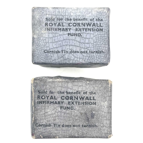 172 - Two Cornish Tin napkin rings, circa 1930's, within Royal Cornwall Infirmary Extention Fund boxes.