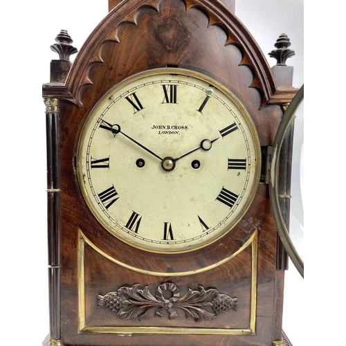 1720 - A Regency mahogany bracket clock, by John Cross, London, also signed to the backplate, in an archite... 