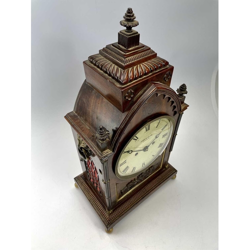 1720 - A Regency mahogany bracket clock, by John Cross, London, also signed to the backplate, in an archite... 