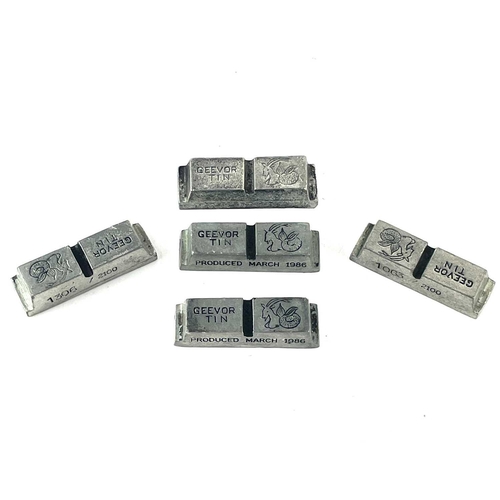 177 - Five Geevor Tin limited edition commemorative miniature tin ingots, produced March 1986, two in orig... 