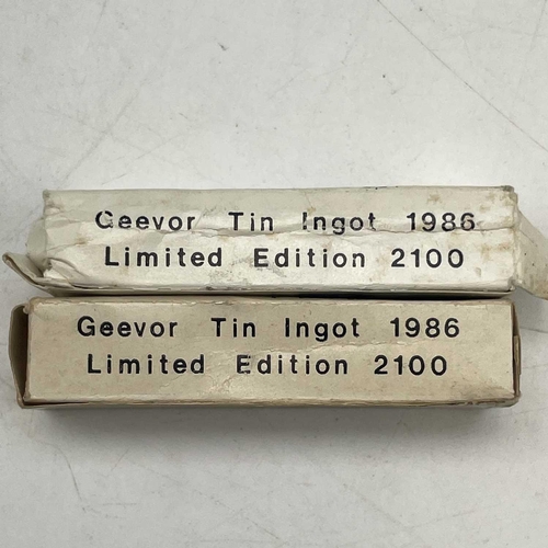 177 - Five Geevor Tin limited edition commemorative miniature tin ingots, produced March 1986, two in orig... 