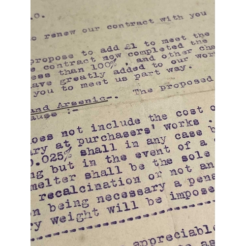 180a - A letter from the Cornish Tin Smelting Company Ltd in Redruth dated 9th October 1920 regarding contr... 