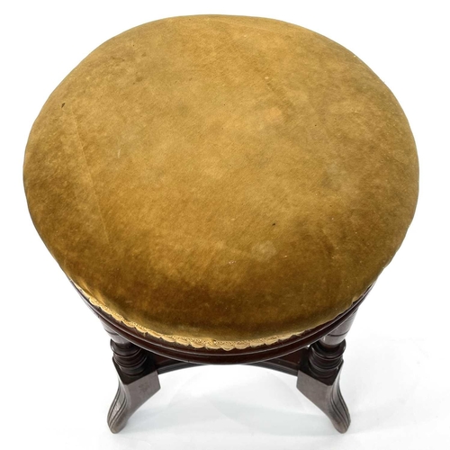 1833 - A Victorian walnut revolving piano stool, height 49cm, diameter 32cm.