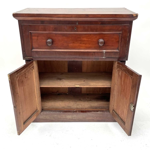 1838 - A Victorian mahogany secretaire cabinet, the drop down drawer with fitted satinwood interior and wit... 