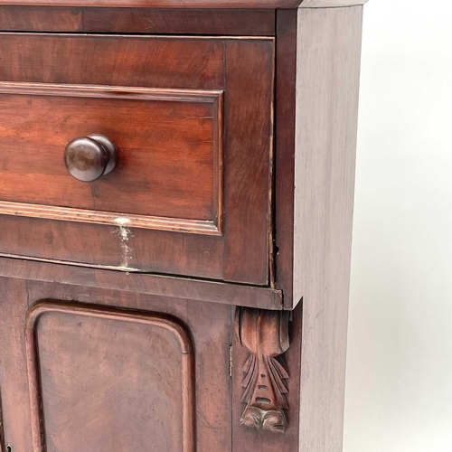 1838 - A Victorian mahogany secretaire cabinet, the drop down drawer with fitted satinwood interior and wit... 