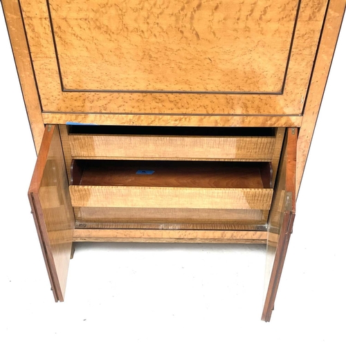 1845 - A Beidemierer burr maple secretaire chest, with a veined grey marble top above a frieze drawer, the ... 