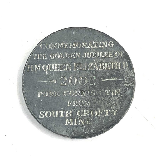 185 - Two South Crofty tin commemorative medallions, one for The South Crofty Tin Mine Rescue 1997, the ot... 