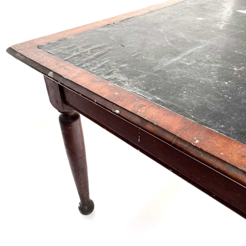 1861 - An Edwardian mahogany writing table, fitted two drawers and raised on turned legs, height 75cm, widt... 