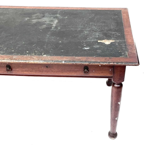 1861 - An Edwardian mahogany writing table, fitted two drawers and raised on turned legs, height 75cm, widt... 