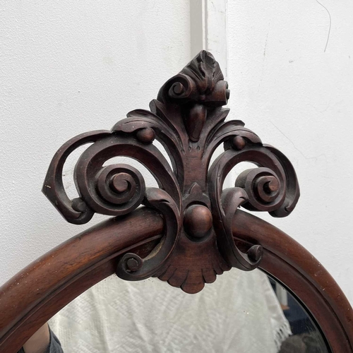 1863 - A Victorian walnut mirror back sideboard, with marble top above three mirrored doors, height 169cm, ... 