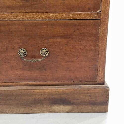 1868 - A late Victorian mahogany chest of two short and three long drawers, on a plinth base, height 102cm,... 