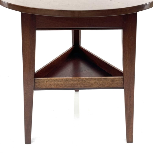 1874 - A circular mahogany cricket table, 20th century, on three tapering legs with an undertier, height 71... 