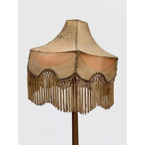 1891 - An Art Deco oak standard lamp, by Judith Hughes, monogrammed to the base, height 181cm and another A... 