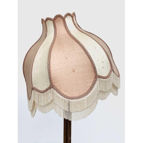 1891 - An Art Deco oak standard lamp, by Judith Hughes, monogrammed to the base, height 181cm and another A... 