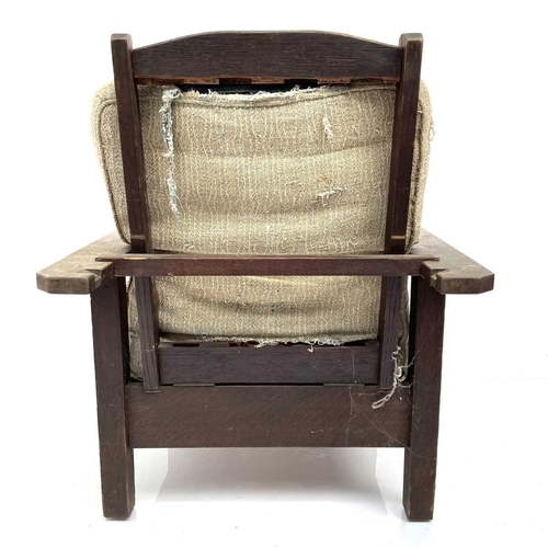 1892 - An Arts and Crafts oak adjustable armchair, in the Heals style, with square supports, height 82cm, w... 