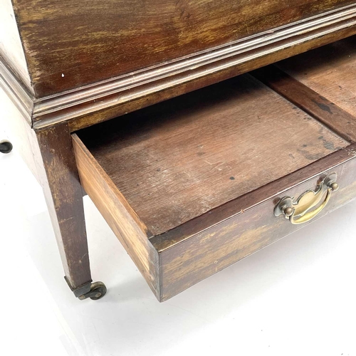 1905 - A George III mahogany blanket chest, fitted a long drawer on square legs and castors, height 83.5cm,... 