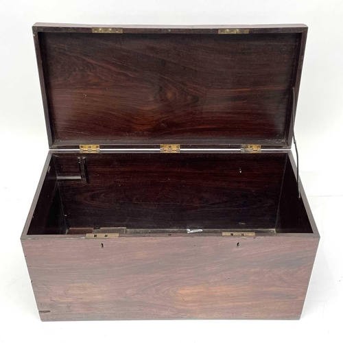 1906 - A coromandel wood chest, mid 19th century, plain rectangular form, with twin locks (no keys) and bra... 