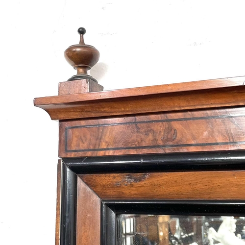 1911 - A figured walnut console table with a matched pier mirror, late 19th century, with ebonised decorati... 