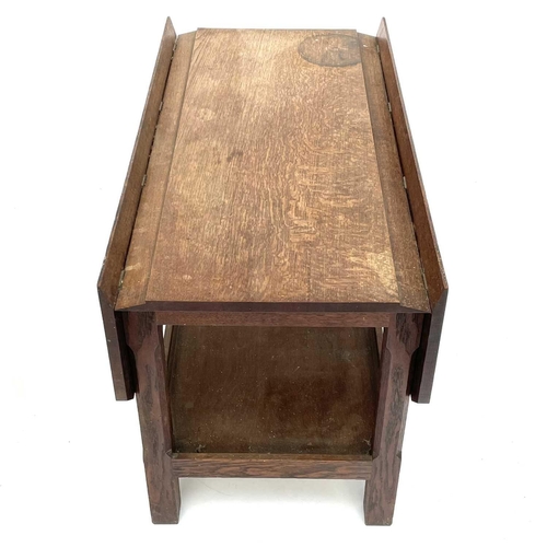 1918 - An Arts and Crafts oak low trolley, with two leaves on chamfered square legs and an undertier, heigh... 