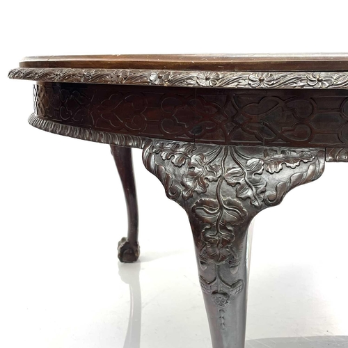 1920 - A late Victorian mahogany oval extending dining table, with one extra leaf, with a carved and gadroo... 