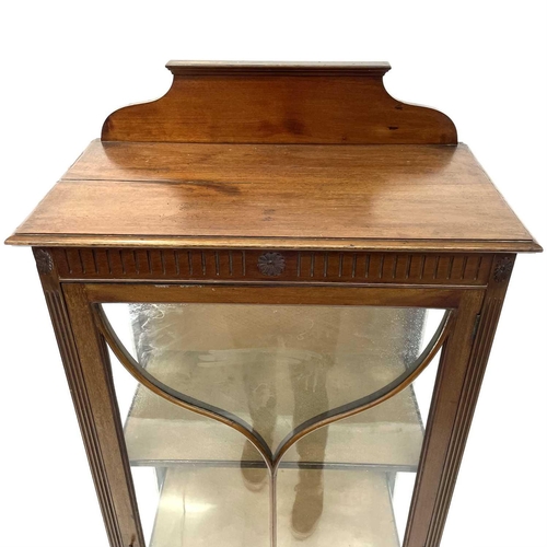 1928 - An Edwardian mahogany display cabinet, with a single glazed door on square moulded legs, height 168c... 