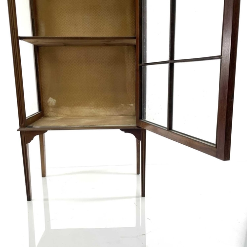 1928 - An Edwardian mahogany display cabinet, with a single glazed door on square moulded legs, height 168c... 