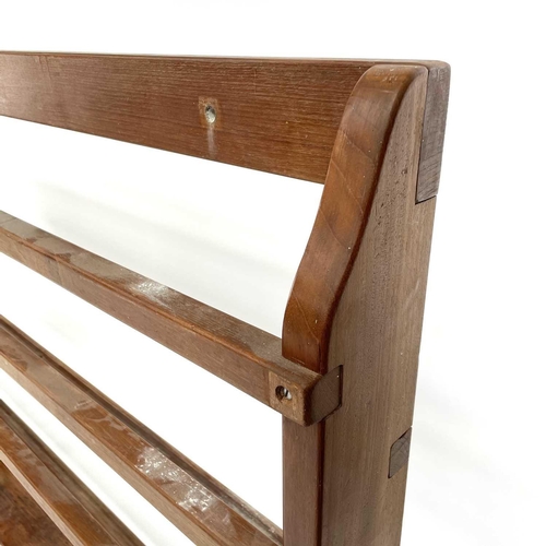 1934 - A teak open plate rack, 20th century, height 92cm, width 211cm, depth 13cm.