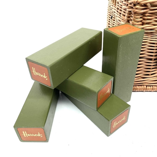 206 - A Harrods Polo Day large Jenga set in wicker basket Jenga block 23cm x 7.5cm x 6cm.