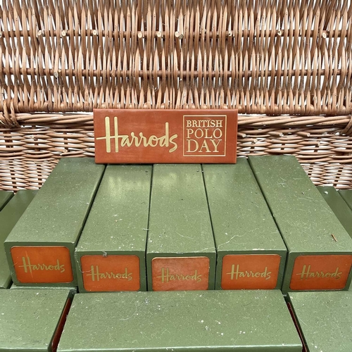 206 - A Harrods Polo Day large Jenga set in wicker basket Jenga block 23cm x 7.5cm x 6cm.