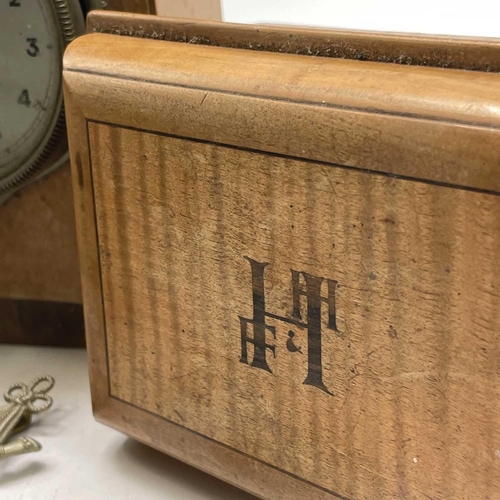 222 - Judith Hughes, Tavistock, Devon, A 1930s satinwood small casket, the lid monogrammed F&H H, width 16... 