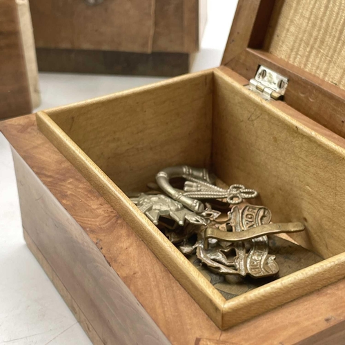 222 - Judith Hughes, Tavistock, Devon, A 1930s satinwood small casket, the lid monogrammed F&H H, width 16... 