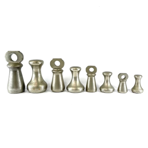 233 - A set of four nickel bell weights, 7LB - 1LB, together with another similar set (8 in total).