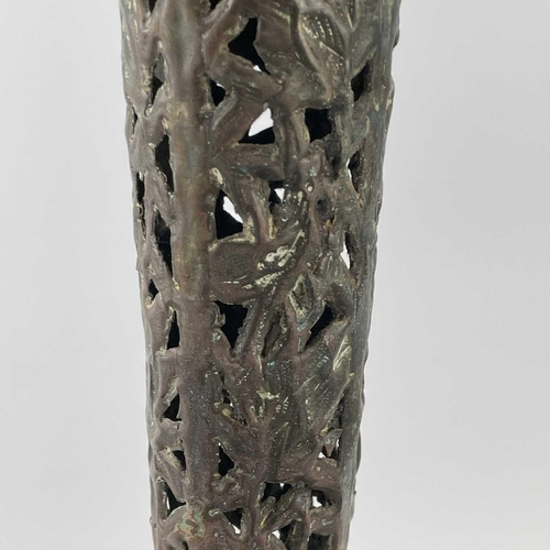 234 - An Archaic style cast metal water vessel and cover, with chain handle, height 21cm, together with a ... 