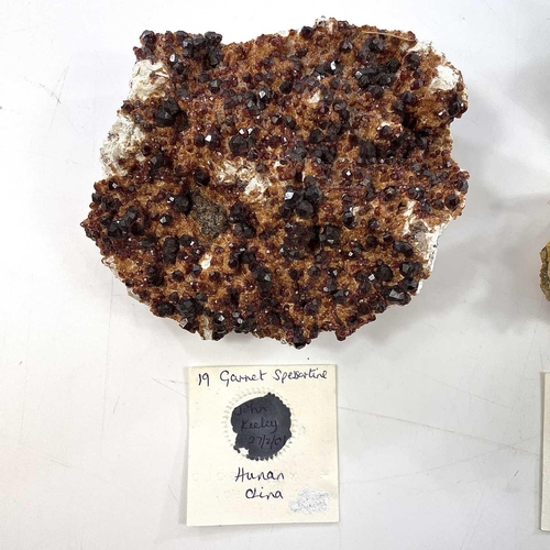 251 - A group of four good mineral specimens including garnet spessartine from Hunan China, Calcite from R... 