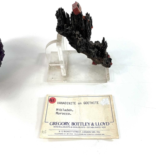 251 - A group of four good mineral specimens including garnet spessartine from Hunan China, Calcite from R... 