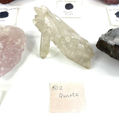 253 - A group of eight good mineral specimens including Quartz Rose from Madagascar, Gyrotite/Apophyllite ... 