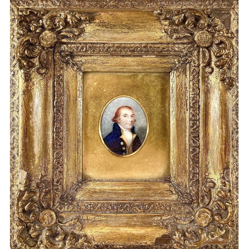 260 - English School 18th/19th century Miniature portrait of a Gentlemen 5cm x 4cm.