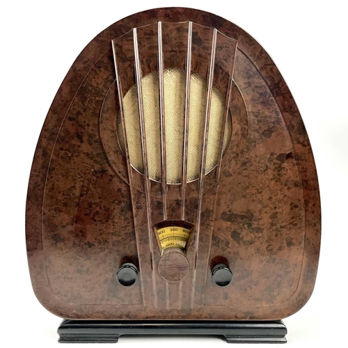 292 - A Philips type 834A Art Deco Bakelite wireless super inductance radio, height 45cm.