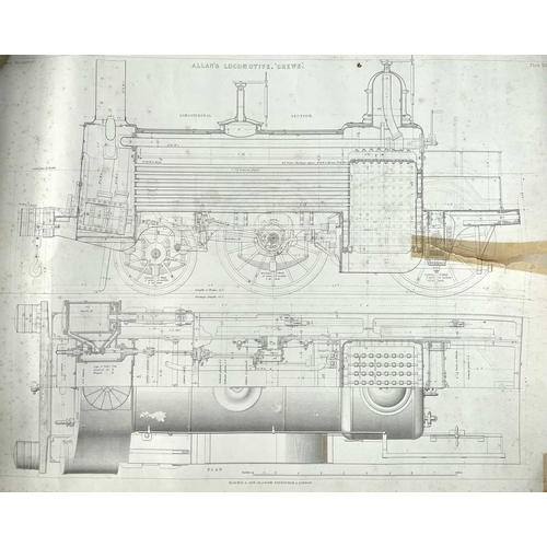 296 - A collection of sixteen 19th century engravings of various locomotives and of varying sizes largest ... 